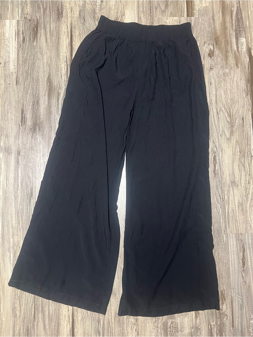 NWT Once Basics Black Wide Leg Palazzo Pants High Rise Size Large